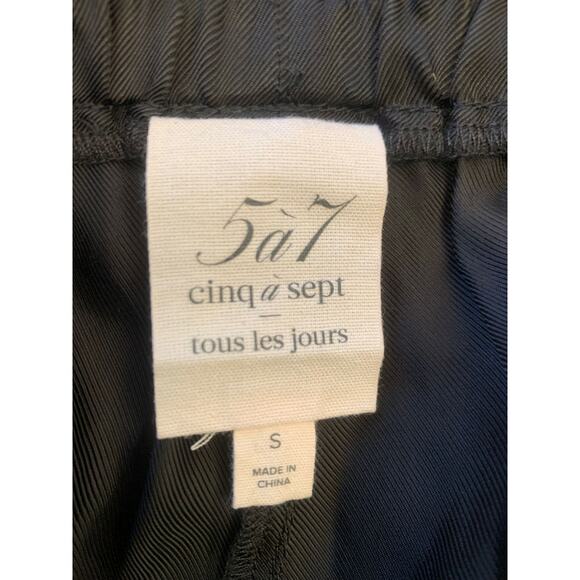 CINQ À SEPT Women's 57a Larkin Ruffle Satin Wide Leg Pants Small Black - Picture 4 of 16